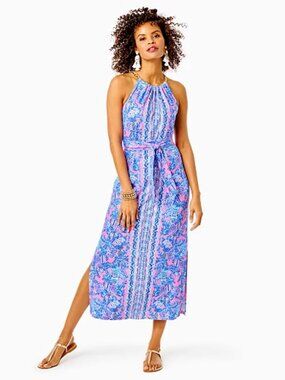 NWT Lilly Pulitzer Bingham Midi Dress in Palm Paradise Engineer size S